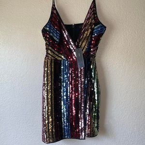 New BCBGMAXAZRIA Rainbow Sequins Dress